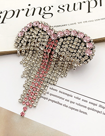 Fashion pink Alloy Diamond Love Tassel Hair Clip