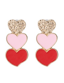 Fashion Color Three Heart Drop Earrings