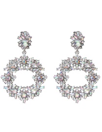 Fashion Ab Color Geometric Small Flower Diamond Earrings