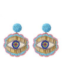 Fashion Blue + Gold Rice Beads Earrings