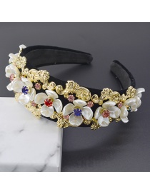 Fashion Gold Full Diamond Pearl Sun Flower Headband