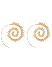 Fashion Gold Oval Vortex Gear Heart Shaped Earrings