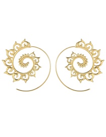 Fashion Gold Round Gear Spiral Auspicious Earrings