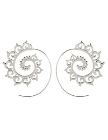 Fashion Silver Round Gear Spiral Auspicious Earrings