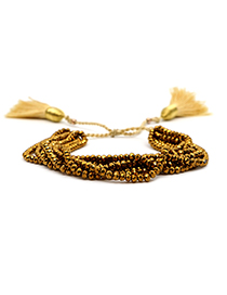 Fashion Always Crystal Beaded Fringed Stainless Steel Gold Plated Bracelet