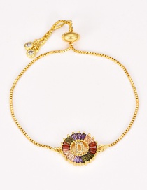 Fashion D Gold Copper Inlaid Zircon Letter Bracelet