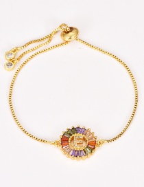 Fashion E Gold Copper Inlaid Zircon Letter Bracelet