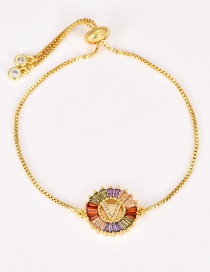 Fashion V Gold Copper Inlaid Zircon Letter Bracelet