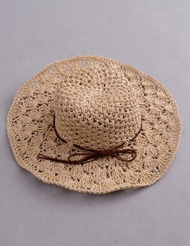 Fashion Beige Bow Pineapple Pattern Foldable Straw Hat