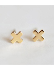 Fashion Gold Stainless Steel Cross Stud Earrings