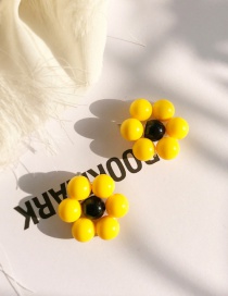 Fashion Yellow Flower Beaded Flower Earrings