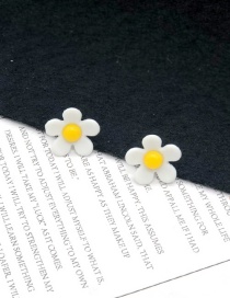 Fashion Small White  Silver Needle Flower Earrings