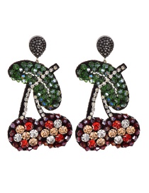 Fashion Color Resin-studded Cherry Earrings
