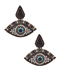 Fashion Black Alloy Diamond Eye Studs