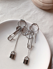 Fashion Silver Key Lock Earrings