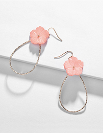 Fashion Pink Natural Pearl Shell Flower Copper Drop Earrings