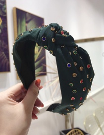 Fashion Green Hot Drilling Knotted Wide-brimmed Headband