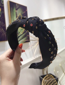 Fashion Black Hot Drilling Knotted Wide-brimmed Headband