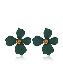 Fashion Dark Green Flower Earrings
