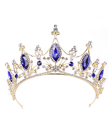 Fashion Blue Crystal Crown Headband