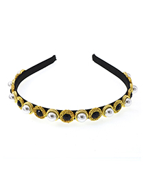Fashion Black Pearl-studded Headband Slip
