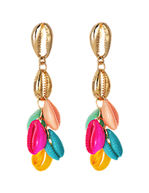 Fashion Color Alloy Resin Shell Earrings