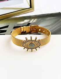 Fashion Gold Stainless Steel Copper Inlay Zircon Light Black Eyelash Eye Bracelet