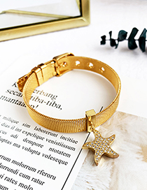 Fashion Gold Stainless Steel Copper Inlay Zircon Starfish Bracelet