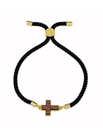 Fashion Black Rope Color Cross Drawstring Bracelet