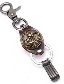 Fashion Bronze Horse To Success Metal Leather Keychain