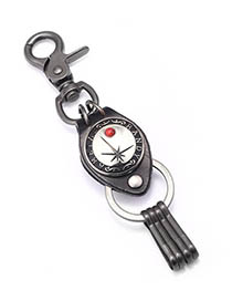 Fashion Red Pine Cowhide Alloy Letter Jewel Inlaid Keychain