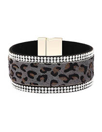 Fashion Gray Leopard Horse Hair Magnetic Buckle Bracelet