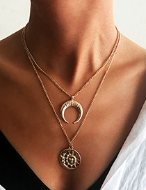 Fashion Gold Sun Moon Metal Adjustable Necklace