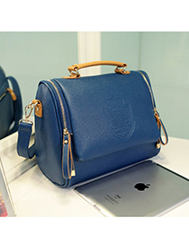 Fashion Blue Double Pull Crown Shoulder Bag Shoulder Bag