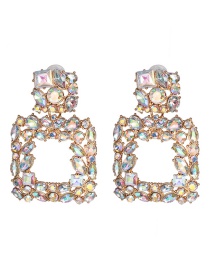 Fashion White Color Geometric Diamond Earrings