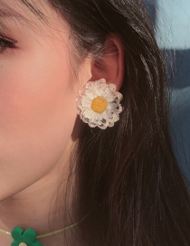 Fashion White Transparent Gold Foil Daisy Resin Earrings