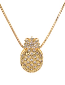 Fashion Gold Copper Inlaid Zircon Pineapple Necklace