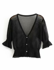 Fashion Black Ice Silk Openwork Sweater