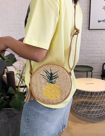 Fashion Pineapple Yellow Straw Embroidered Shoulder Bag