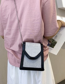 Fashion Black Bright Diamond Flip One Shoulder Messenger Bag