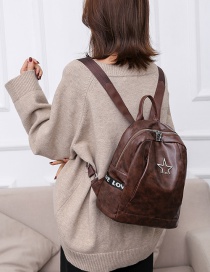 Fashion Brown Pentagram Studded Backpack
