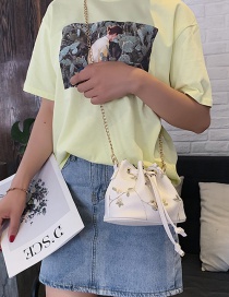 Fashion White Lace Embroidered Drawstring Shoulder Messenger Bag