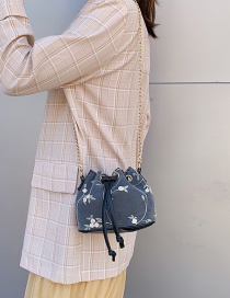 Fashion Black Lace Embroidered Drawstring Shoulder Messenger Bag