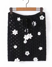 Fashion Black Crocheted Openwork Lace Skirt
