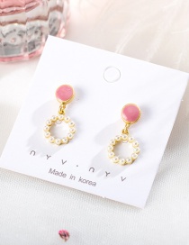 Fashion Pink Pearl Round Earrings