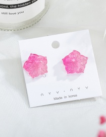 Fashion Rose Red  Silver Needle Gradient Acrylic Flower Stud Earrings