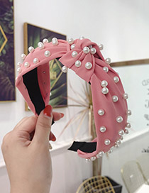Fashion Rose Red Cloth Beaded Knotted Wide-brimmed Headband