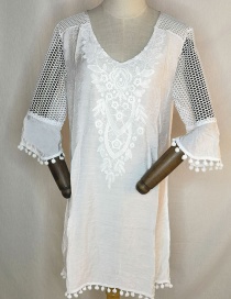 Fashion White Lace Stitching Mesh Sunscreen Clothing