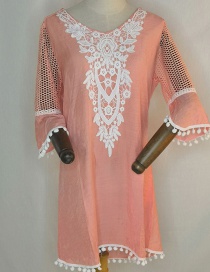 Fashion Pink Lace Stitching Mesh Sunscreen Clothing