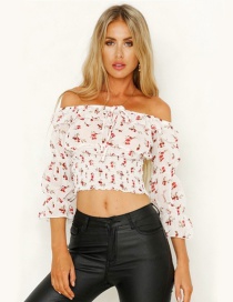Fashion Safflower One-neck Pleated Print Tube Top